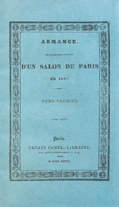 View full screen - View 1 of Lot 124. Armance. Paris, Canel, 1827. Rare édition originale du premier roman de Stendhal..