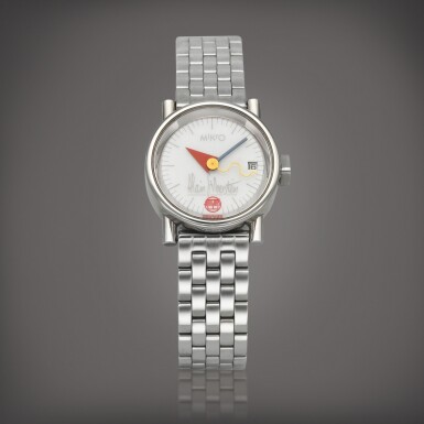 View full screen - View 1 of Lot 2152. Ladies Mikro | A limited edition platinum wristwatch with date and bracelet, Circa 2006 | 限量版鉑金鏈帶腕錶,備日期顯示,約2006年製.