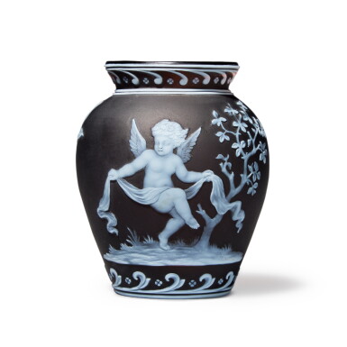 View full screen - View 1 of Lot 43. A Thomas Webb & Sons Gem Cameo Small Vase by George Woodall, Circa 1890.