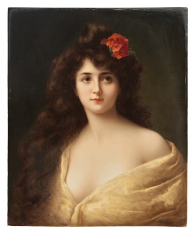View full screen - View 1 of Lot 424. A Berlin (K.P.M.) Rectangular Plaque of a Beauty, Late 19th Century.