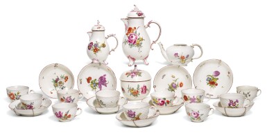 View full screen - View 1 of Lot 153. A LUDWIGSBURG PORCELAIN PART-TEA AND COFFEE-SERVICE, CIRCA 1770.