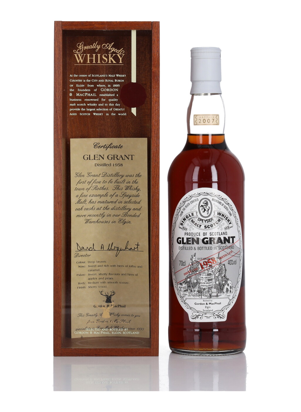 View full screen - View 1 of Lot 77. Glen Grant Gordon & MacPhail 40.0 abv 1958 (1 Bottle 70cl).