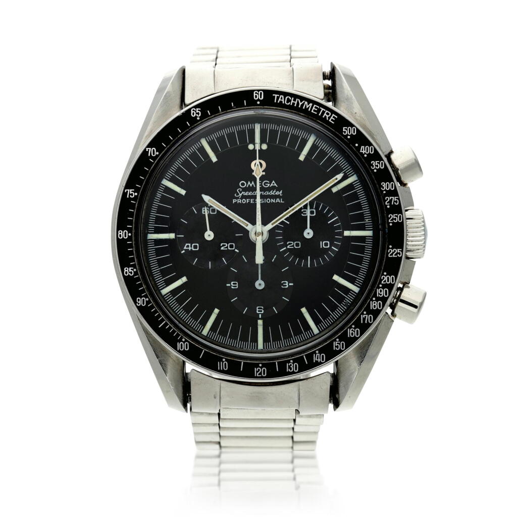 View full screen - View 1 of Lot 208. Reference 145.012 Speedmaster, A stainless steel chronograph wristwatch with bracelet, Circa 1969.