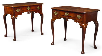 View full screen - View 1 of Lot 2. A PAIR OF GEORGE II WALNUT LOWBOYS, CIRCA 1740.