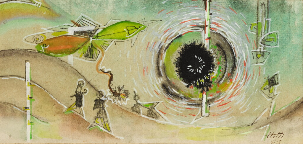 View full screen - View 1 of Lot 383. HANNAH HÖCH | FLIEGEND IN RAUM (FLYING IN SPACE).