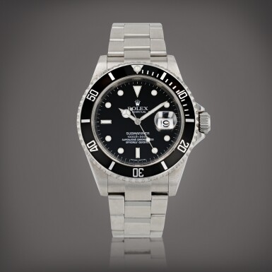View full screen - View 1 of Lot 168. Submariner, reference 16610 Montre bracelet en acier avec date | Stainless steel wristwatch with date and bracelet Vers 2006 | Circa 2006.