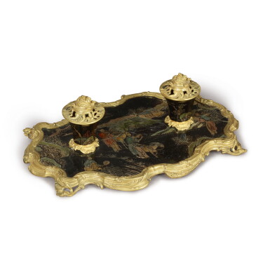 View full screen - View 1 of Lot 715. A LOUIS XV GILT BRONZE-MOUNTED JAPANESE LACQUER ENCRIER, 18TH CENTURY AND LATER.