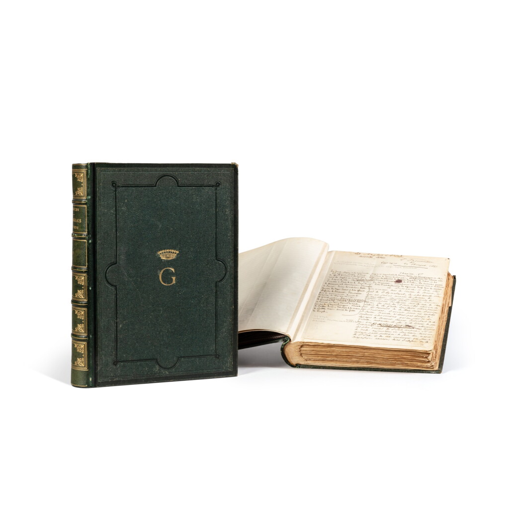 View full screen - View 1 of Lot 167. Les Anglais et l'Inde. Paris, 25 décembre 1873. 2 volumes in-4. Reliure de l'époque. Important manuscrit autographe, avec corrections. .