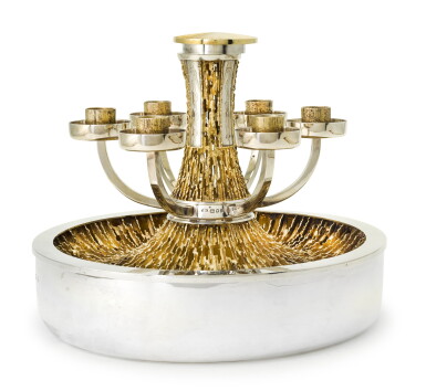 View full screen - View 1 of Lot 192. A parcel-gilt silver centrepiece candelabra, Christopher Lawrence, London, 1972.