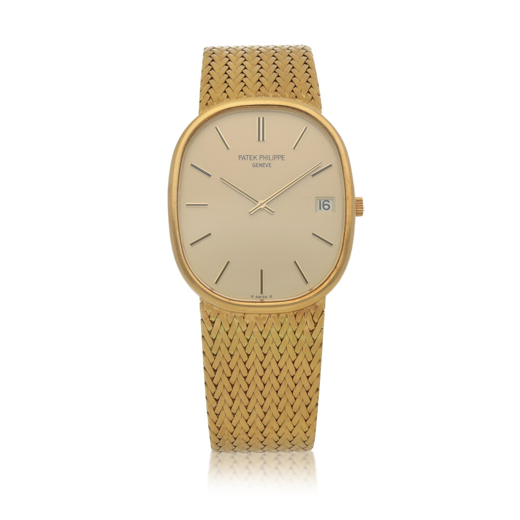 View full screen - View 1 of Lot 74. Golden Ellipse, Ref. 3605/1 Yellow gold bracelet watch Circa 1970.