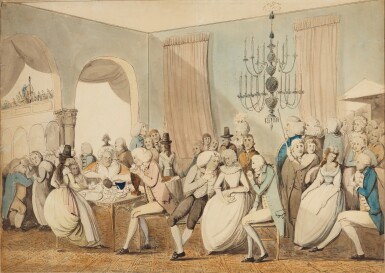 View full screen - View 1 of Lot 614. ENGLISH SCHOOL | Tea in the Lower Rooms at Bath.