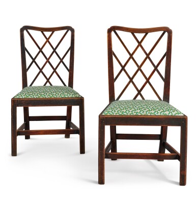 View full screen - View 1 of Lot 47. A PAIR OF GEORGE III FRUITWOOD SIDE CHAIRS, 1760.