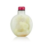 A White Jade 'Liu Hai and Toad' Snuff Bottle Qing Dynasty, 18th - 19th Century | 清十八至十九世紀 白玉劉海戲金蟾鼻煙壺
