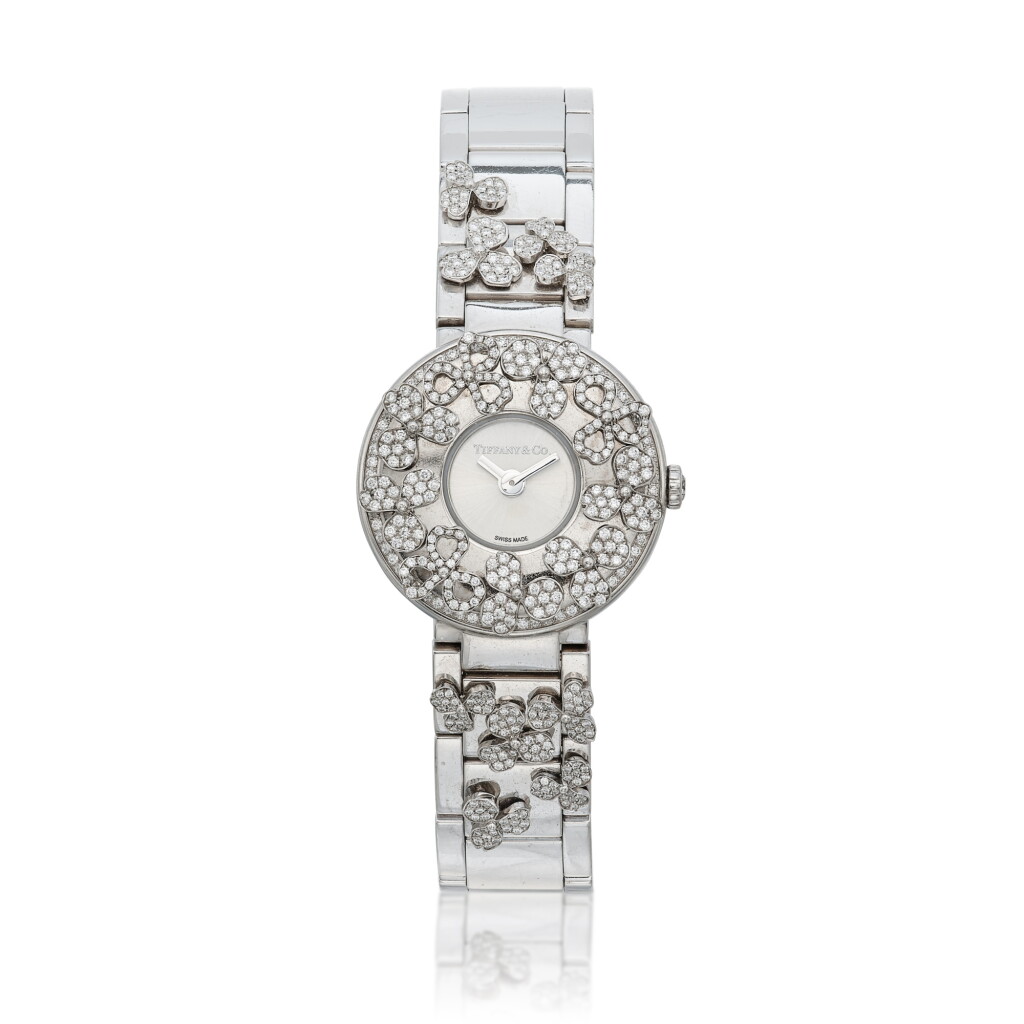 View full screen - View 1 of Lot 221. White Gold and Diamond 'Paper Flower' Wristwatch.