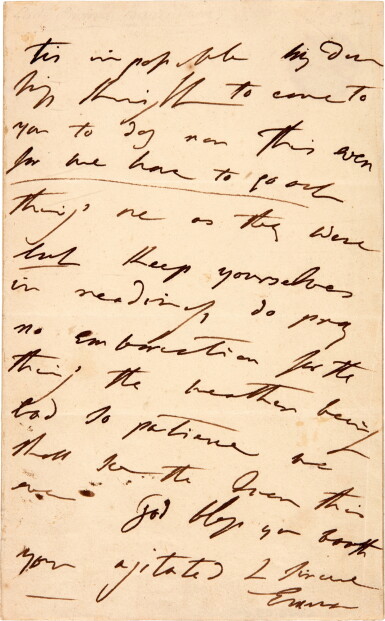 View full screen - View 1 of Lot 148. Emma, Lady Hamilton | Autograph letter signed, to Cornelia Knight, on preparations to flee Naples, 1798.