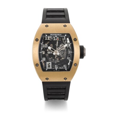 View full screen - View 1 of Lot 327. RICHARD MILLE | RM010, PINK GOLD CURVED TONNEAU SEMI-SKELETONIZED AUTOMATIC CENTRE SECONDS WRISTWATCH WITH DATE, CIRCA 2012.