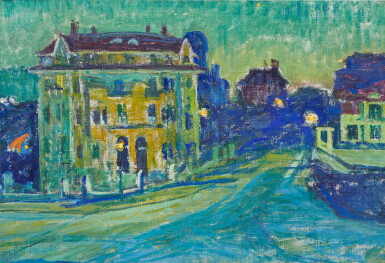 View full screen - View 1 of Lot 117. Stadtansicht bei Nacht, 1911.