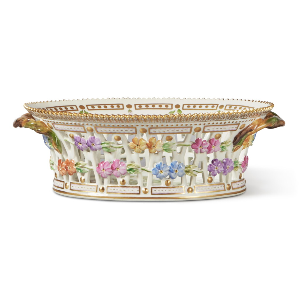 View full screen - View 1 of Lot 1196. A Royal Copenhagen 'Flora Danica' Reticulated Oval Basket, Modern.