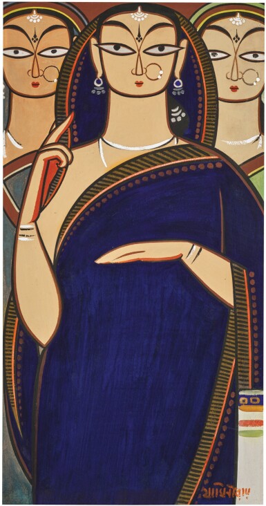 View full screen - View 1 of Lot 2. JAMINI ROY | UNTITLED (THREE WOMEN).