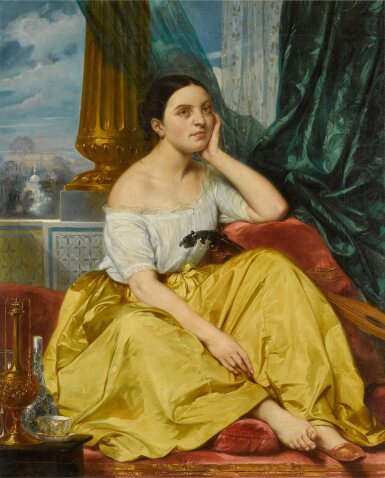 View full screen - View 1 of Lot 111. A presumed portrait of the artist's younger sister, Laure Devéria (1813–1838).