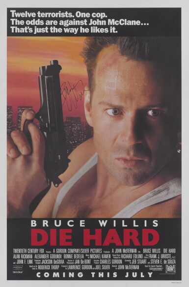 View full screen - View 1 of Lot 63. DIE HARD (1988) POSTER, US, SIGNED BY BRUCE WILLIS.