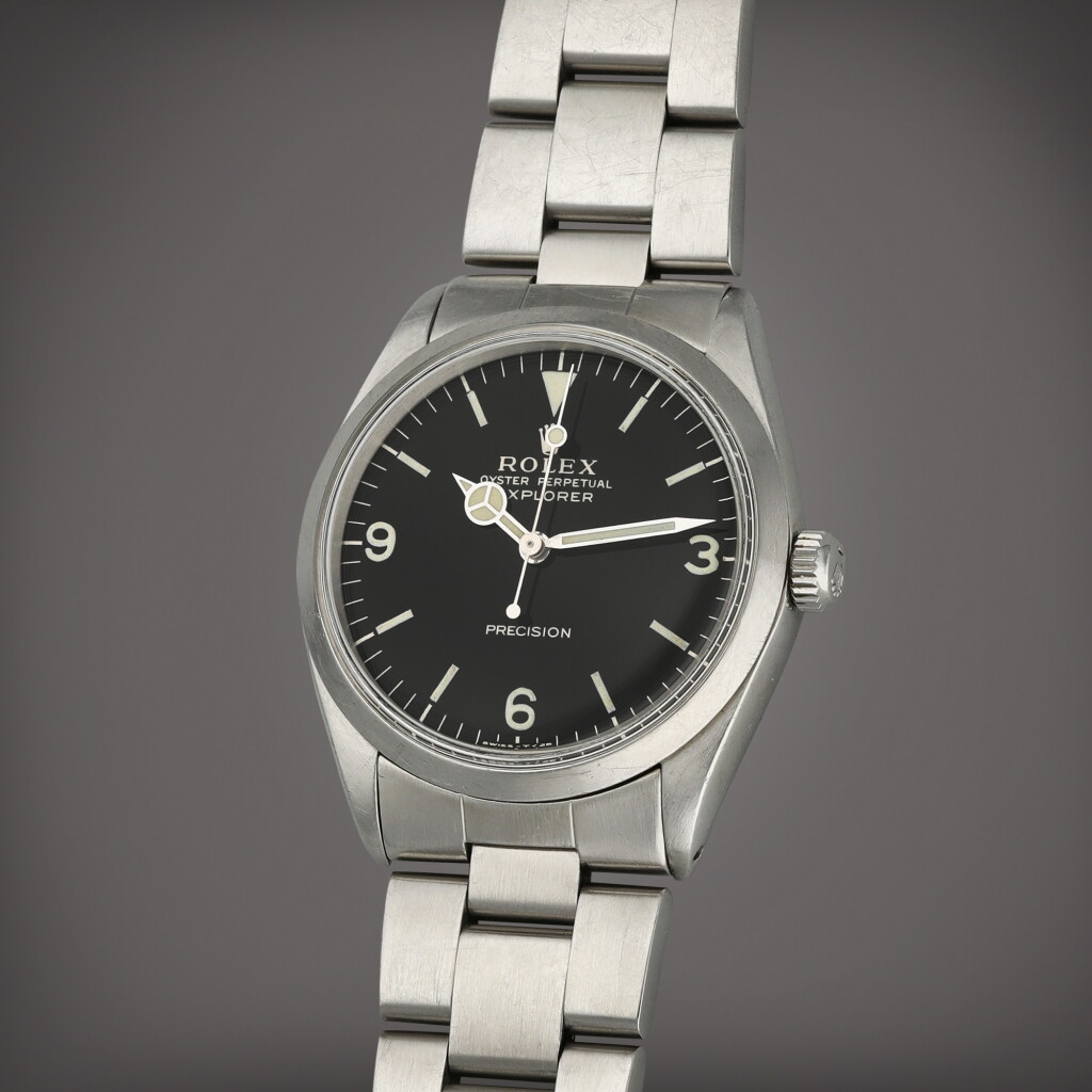 View full screen - View 1 of Lot 91. Explorer, Reference 5500 | A stainless steel wristwatch with bracelet | Circa 1967.
