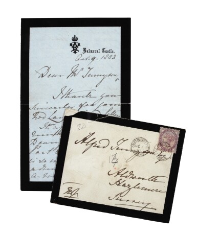 View full screen - View 1 of Lot 126. QUEEN VICTORIA | autograph letter signed, to Tennyson, October 1883.