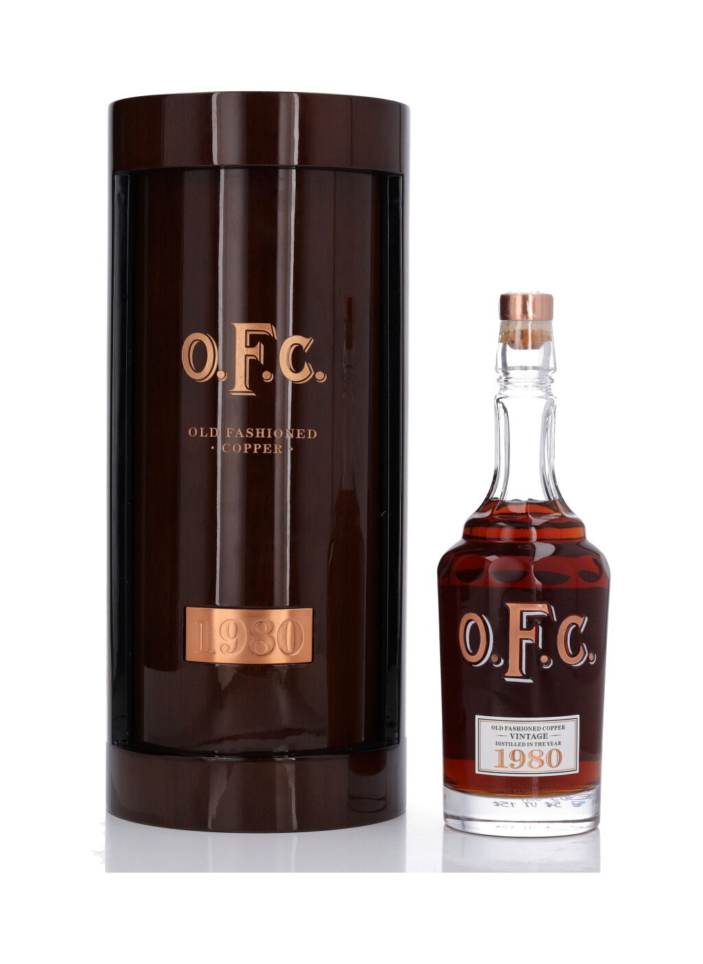 View full screen - View 1 of Lot 471. O.F.C. Old Fashion Copper Bourbon 90 Proof 1980 (1 BT 75cl).