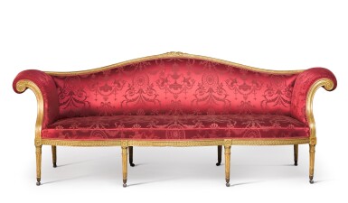 View full screen - View 1 of Lot 47. A George III giltwood sofa by B. Harmer, circa 1785.