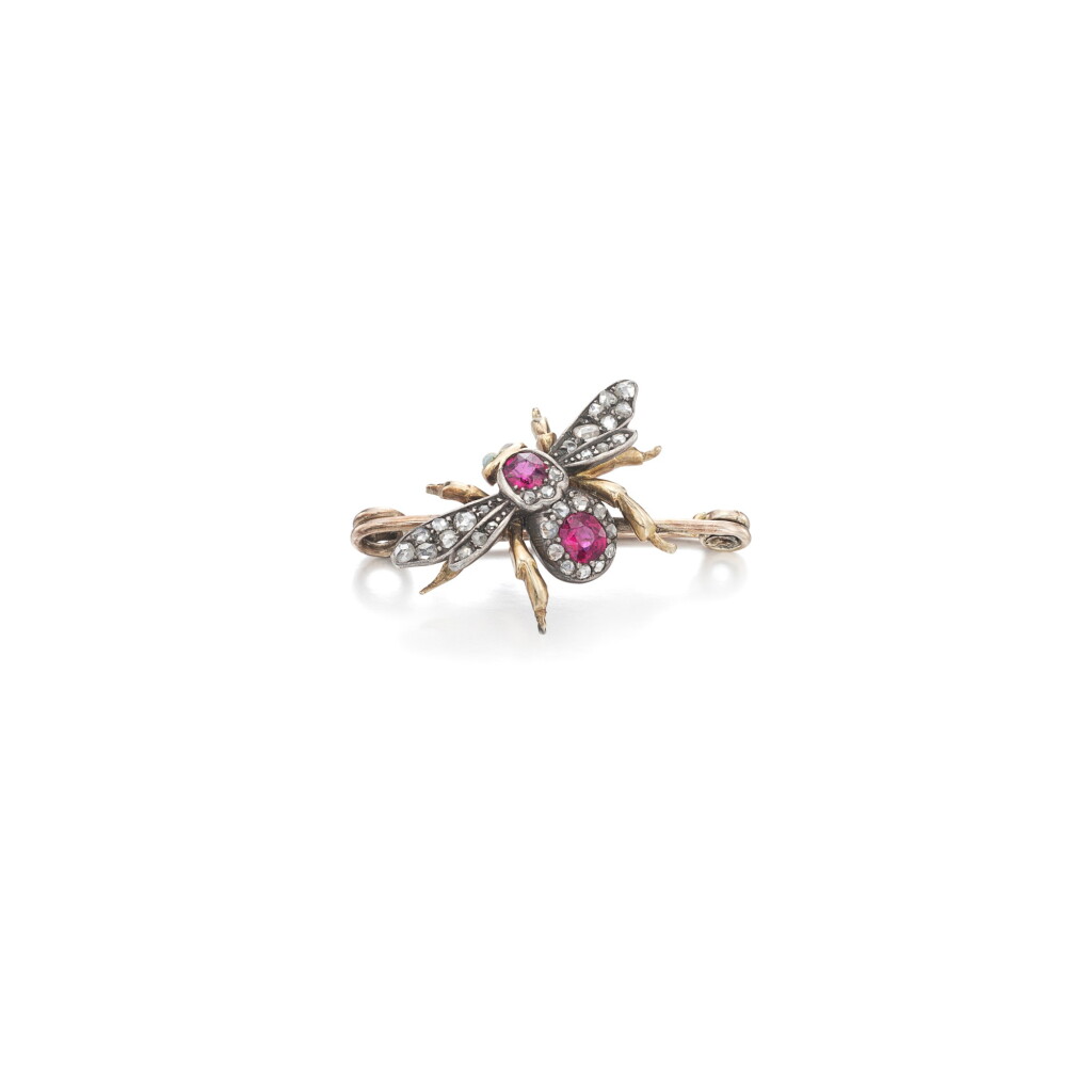 View full screen - View 1 of Lot 66. Ruby and diamond brooch.