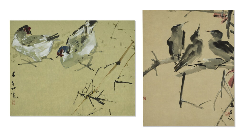 View full screen - View 1 of Lot 3016. CHEN WEN HSI | (I) BIRDS (II) CHICKENS.
