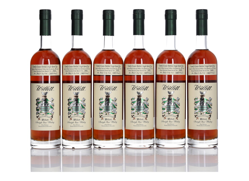View full screen - View 1 of Lot 188. Willett Family Estate Single Barrel Rye 9 Year Old #6221 130.6 Proof NV (6 Bottles 75cl).