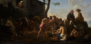 View full screen - View 1 of Lot 38. MICHAEL SWEERTS | MEN WRESTLING BEFORE A CROWD.