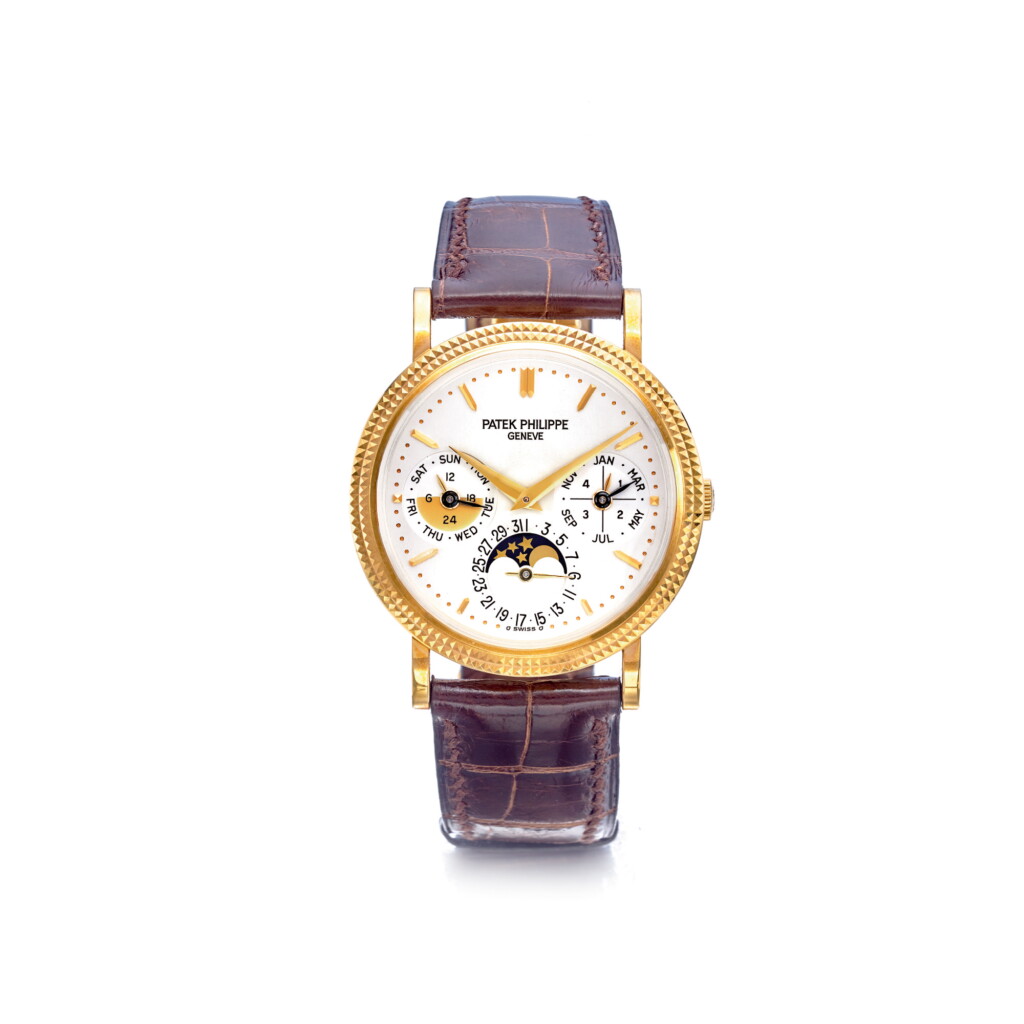 View full screen - View 1 of Lot 899. PATEK PHILIPPE | REF 5039J, A YELLOW GOLD AUTOMATIC PERPETUAL CALENDAR WRISTWATCH WITH MOON PHASES, MADE IN 2005 | 百達翡麗 | 5039J型號黃金自動上鏈萬年曆腕錶備月相顯示,2005年製.