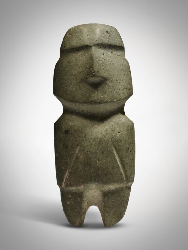 View full screen - View 1 of Lot 8. Mezcala Stone Figure, Type M10, Late Preclassic, circa 300 - 100 BC.
