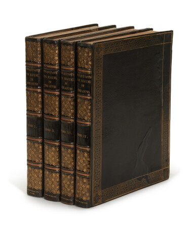 View full screen - View 1 of Lot 134. Cervantes | Don Quixote, Madrid, Ibarra, 1780, 4 volumes, navy morocco gilt by Bozérian.