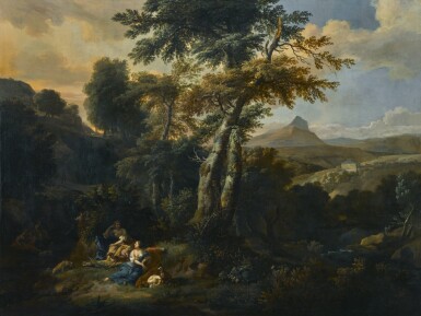 View full screen - View 1 of Lot 247. JOHANNES GLAUBER | LANDSCAPE WITH DIANA AND HER NYMPHS.