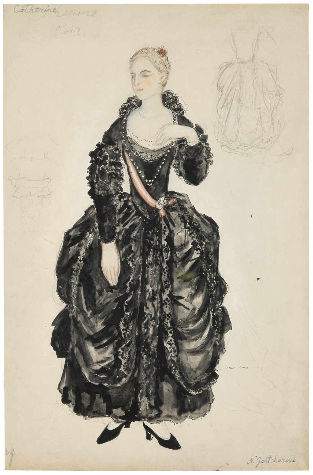View full screen - View 1 of Lot 96. Costume Design for Catherine in La Petite Catherine.