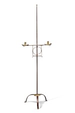 Rare American Wrought-Iron and Brass Candlestand, Circa 1740