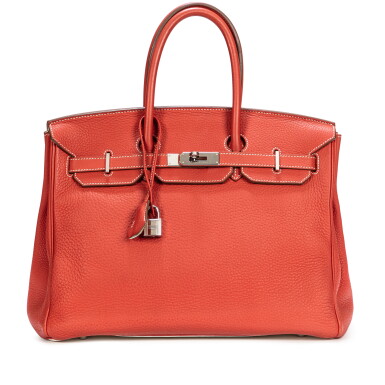 View full screen - View 1 of Lot 734. Limited Edition Sanguine and White Clémence Birkin 35 Palladium Hardware, 2011 .