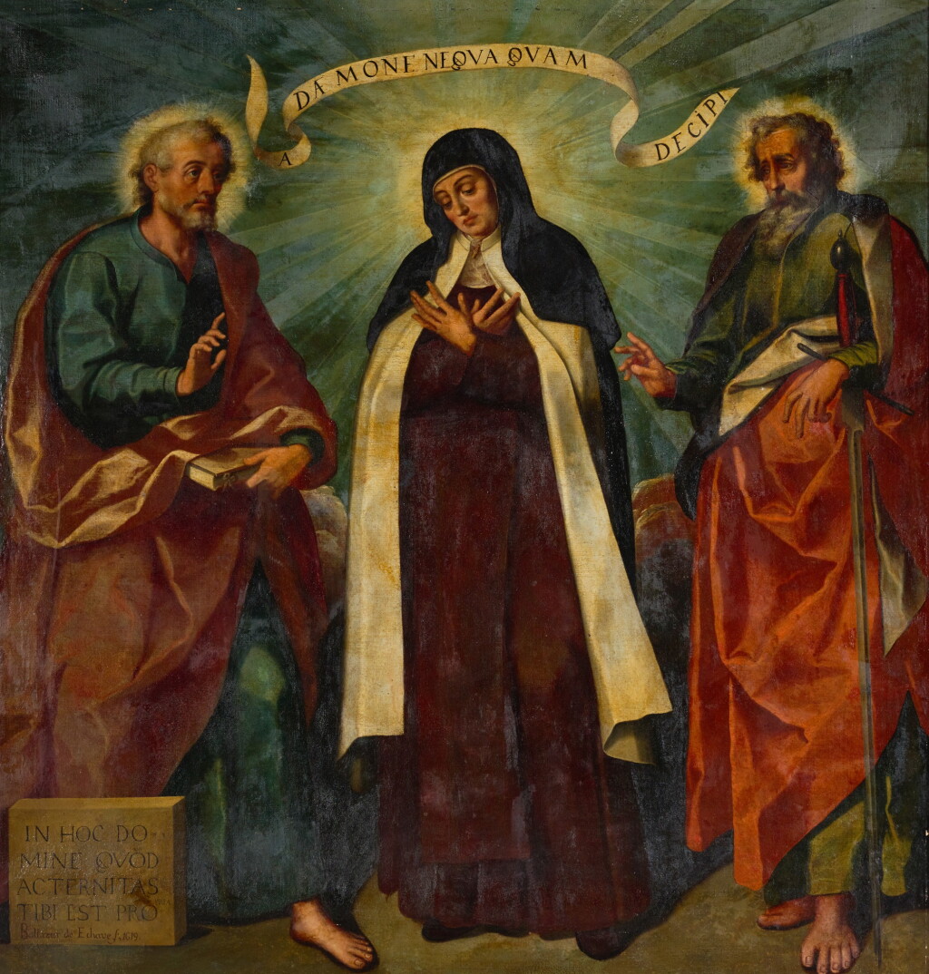 View full screen - View 1 of Lot 8. BALTASAR DE ECHAVE IBÍA | SAINT THERESA OF AVILA BETWEEN SAINTS PETER AND PAUL .