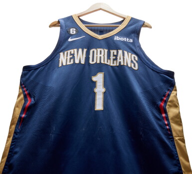 View full screen - View 1 of Lot 63. Zion Williamson New Orleans Pelicans 2022-2023 Game Worn Icon Edition Jersey .