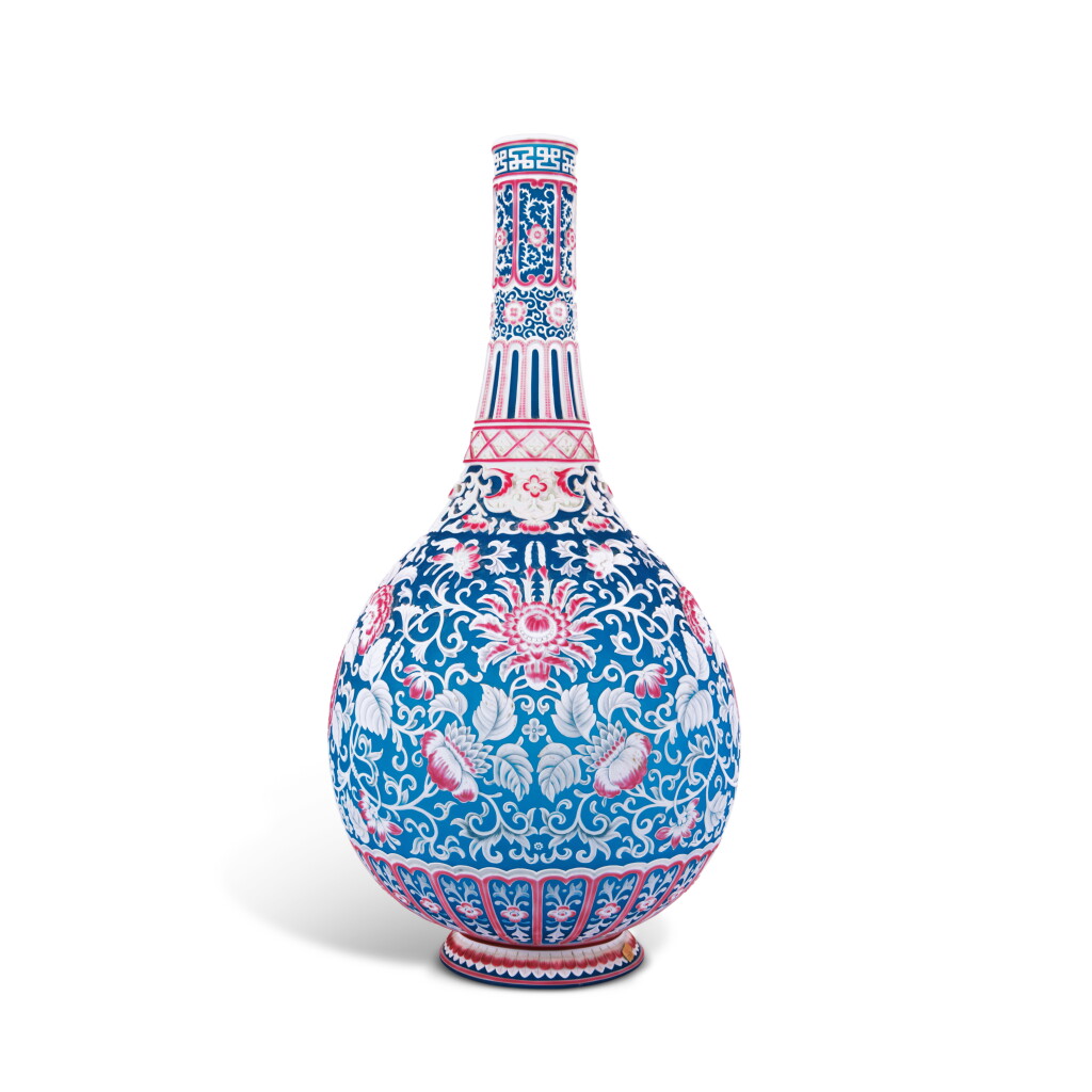 View full screen - View 1 of Lot 185. An English Cameo Glass Lamp Base, attributed to Thomas Webb & Sons, Circa 1889, probably designed by George Woodall.