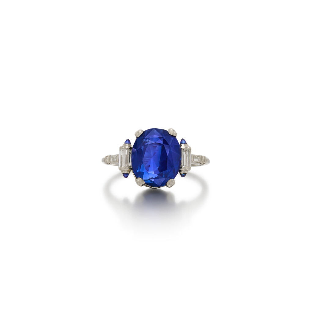 View full screen - View 1 of Lot 29. Sapphire and Diamond Ring, Circa 1925.