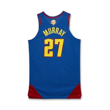 View full screen - View 1 of Lot 166. Jamal Murray Denver Nuggets 2023 NBA Finals Game Worn Icon Edition Jersey | Triple Double | First Pair of Teammates to Record 30-Point Triple-Doubles in NBA History.