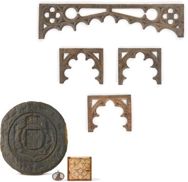 View full screen - View 1 of Lot 201. A SMALL 'ANTIQUARIAN' COLLECTION OF ENGLISH OBJECTS, THE TRACERY 15TH CENTURY.