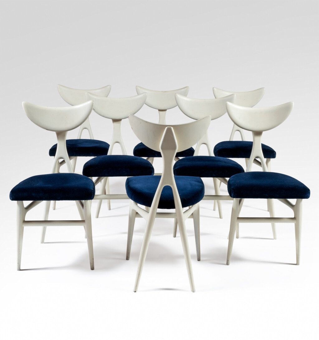 View full screen - View 1 of Lot 74. Set of eight chairs, circa 1950.