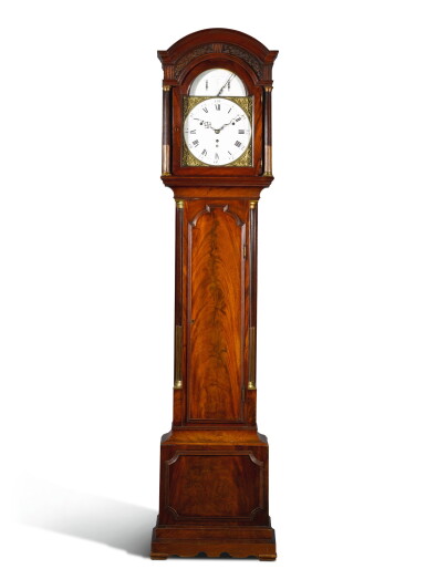 View full screen - View 1 of Lot 51. A GEORGE III MAHOGANY MUSICAL LONGCASE CLOCK, THOMAS HUNTER, LONDON, CIRCA 1785.