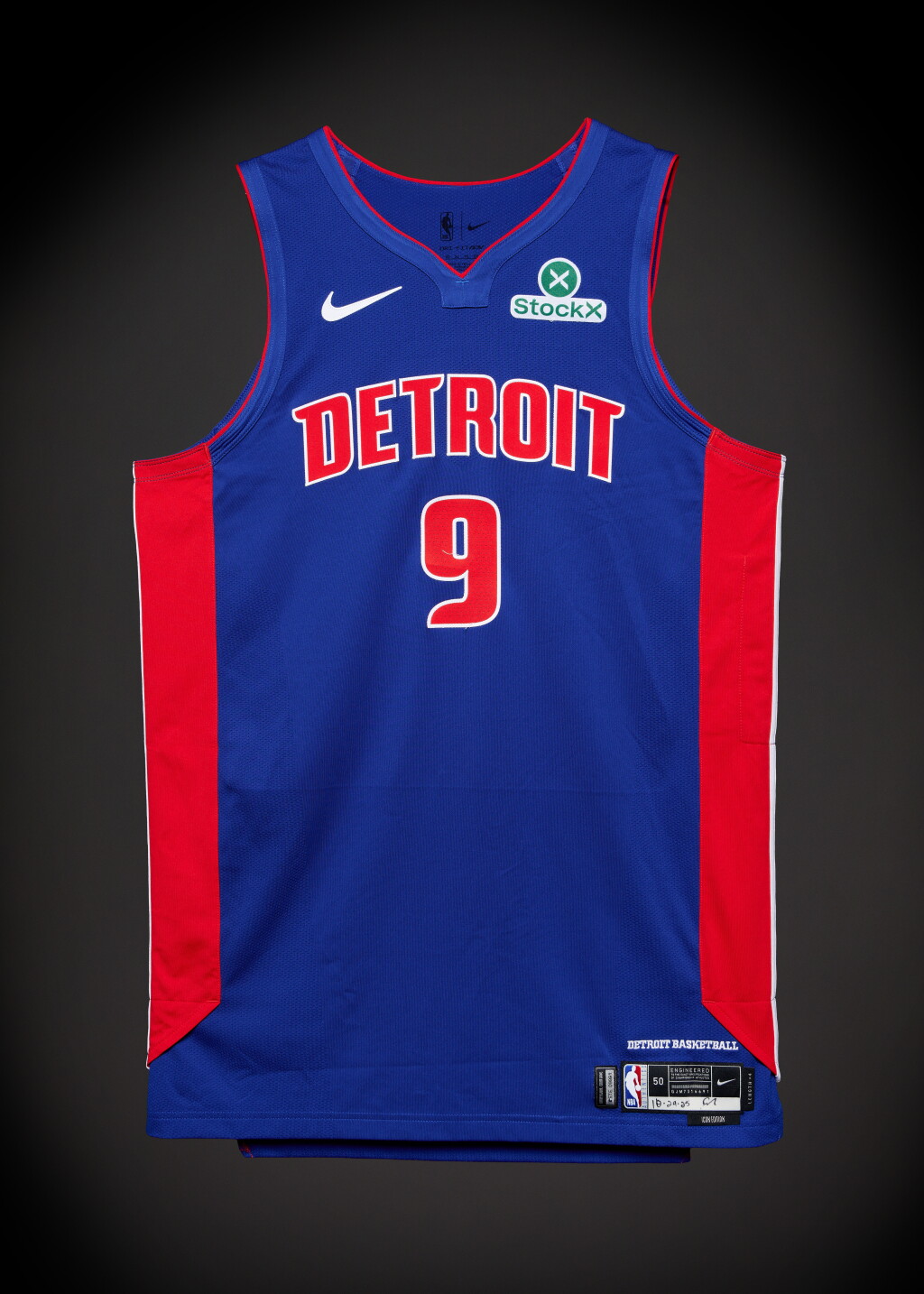 View full screen - View 1 of Lot 38. Ausar Thompson Detroit Pistons 2025-2026 Game Worn Icon Edition Jersey | Double-Double.