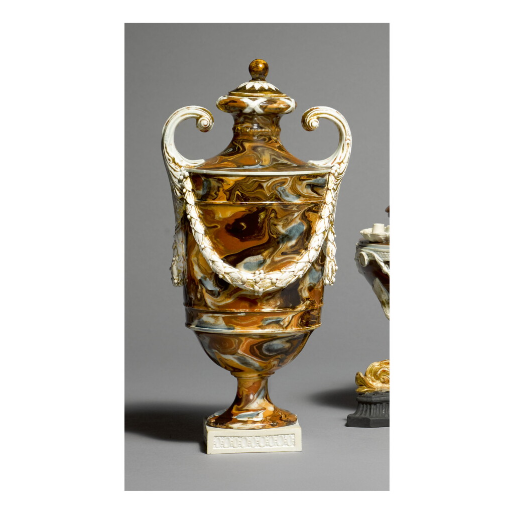 View full screen - View 1 of Lot 67. A WEDGWOOD AND BENTLEY SOLID AGATE VASE AND COVER CIRCA 1775 .